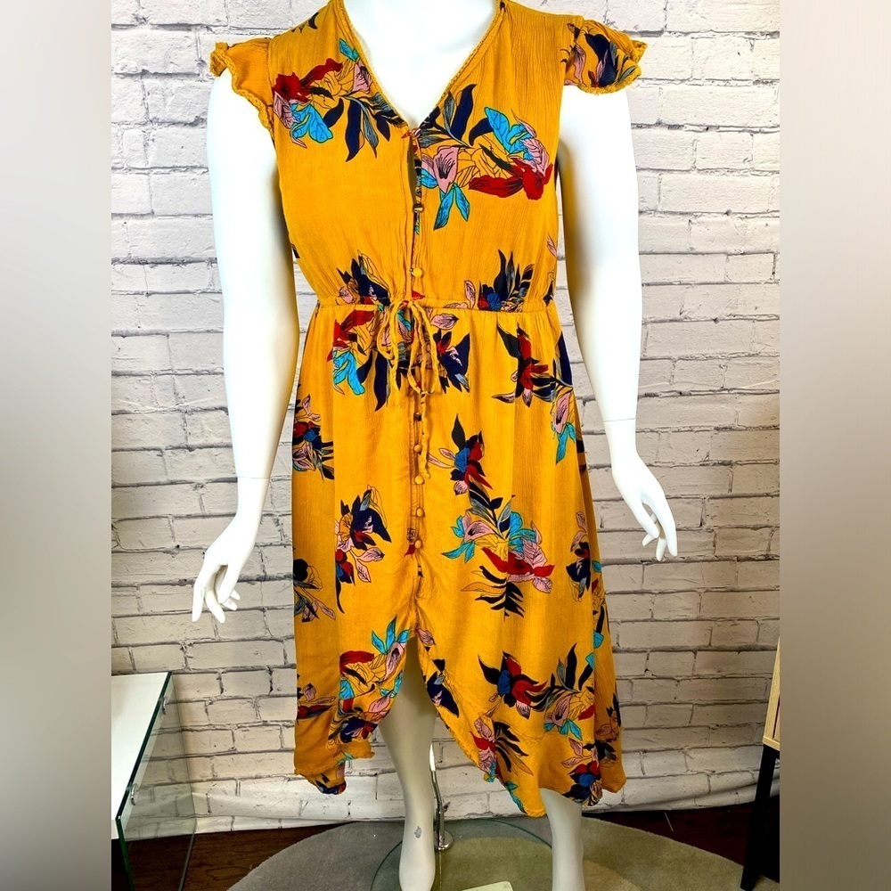 Kings Road Yellow Floral Maxi Dress size 2X